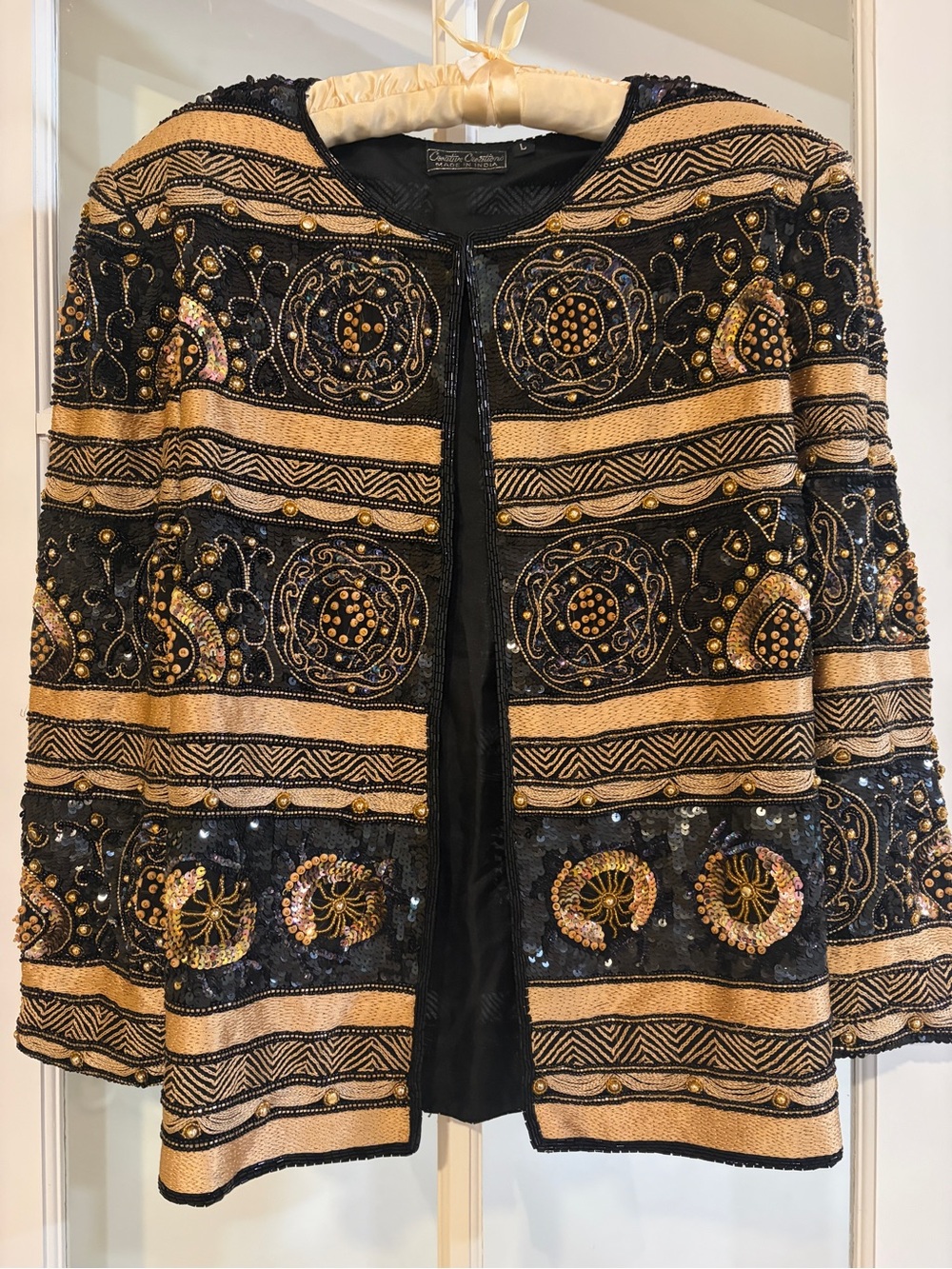 Creative Creations India Black Gold Beaded Jacket Embellished Evening Boho